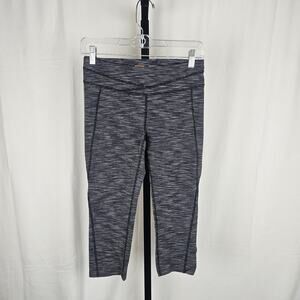 Lucy Powermax Hatha Collection Cropped Leggings Women’s M Gray Striped Yoga Gym